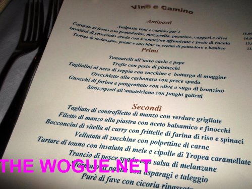 il menu..vino e camino roma
